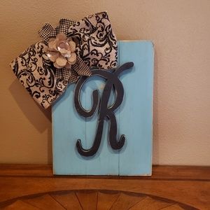 Hand made letter "R" wall art
